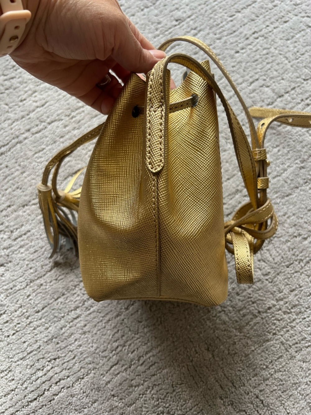 J. Crew Gold Drawstring Bucket Bag with Tassels - Picture 5 of 11